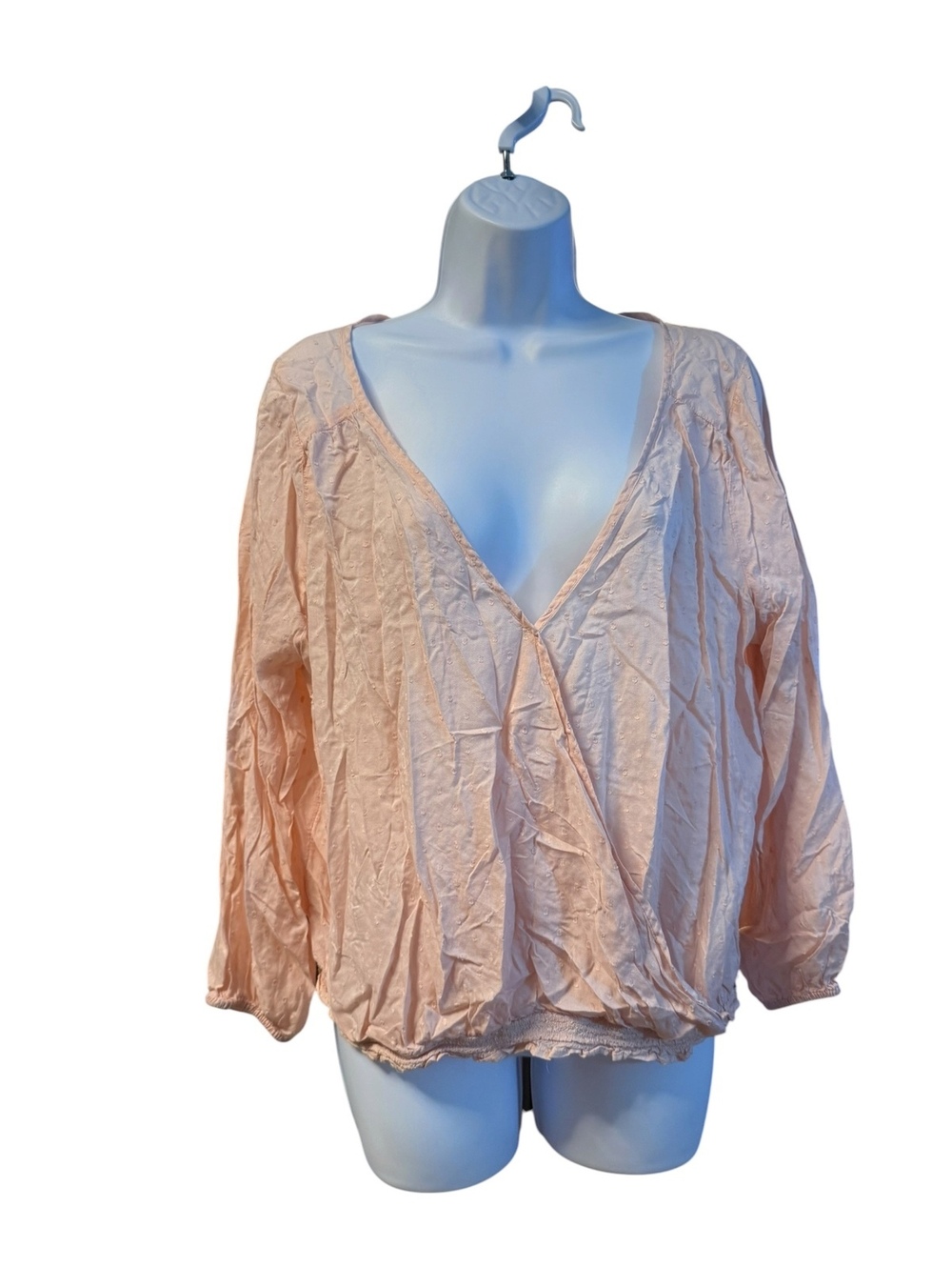 American Eagle Outfitters Swiss Dot Peach Long Sleeve Blouse